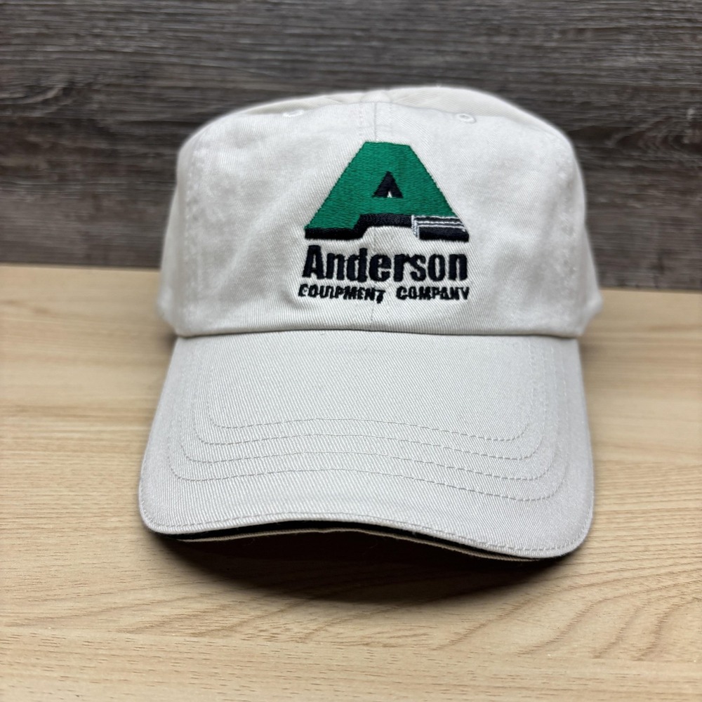 Anderson Equipment Company Hat Cap Strap Back Mens White Green Logo Promo